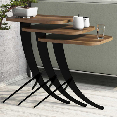 Set tavolina anësore 3-pjesësh (HM9508.03), zezë
