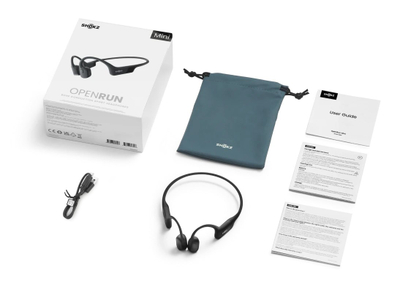 Kufje sportive Shokz OpenRun Mini, pa tela, me bone conduction, me Bluetooth, ngjyrë e zezë