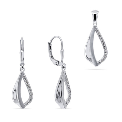 Set bizhuteri Brilio Silver Sparkling SET212W - vathë + varëse