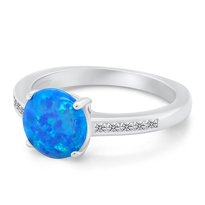 Unazë Brilio Silver RI107WB, argjend, opal dhe zirkonë, argjendi