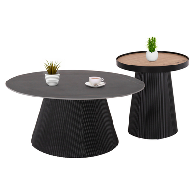 Set tavolina për kafe Duncan 2-pjesësh Φ80cm & Φ45cm (HM21081)