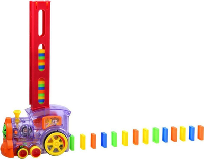 Lodër tren Jokomisiada Domino Locomotive, 80 copë, me tulla domino, shumëngjyrëshe