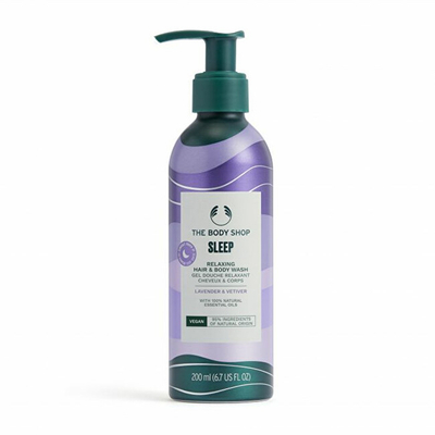 Xhel dushi për flokë dhe trup The Body Shop Sleep Relaxing Lavender & Vetiver, 200 ml