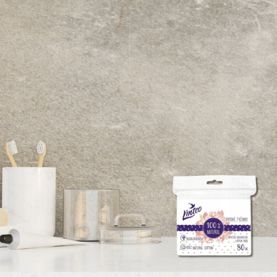 Shkopinj pambuku Linteo Natural, 100% pambuk natyral, 80 copë, të bardhë