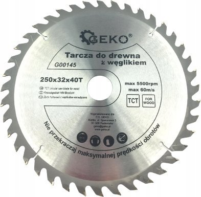 Диск за сечење дрво Geko G00140, 230mm, 40 заби, сребрен