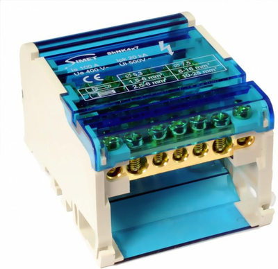Bllok shpërndarës modular SIMET ShNK4x7, 4 pole, 100A, blu