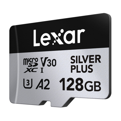 Kartë memorie microSD Lexar Silver Plus, 128GB, V30 UHS-I, paketim 2 copë, argjendtë