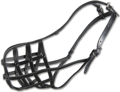 Muzhikunë lëkure Dino Muzzle për Rottweiler, madhësia Large, e zezë