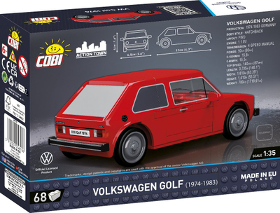 Set blloqe COBI Volkswagen Golf 1974-1983, shkalla 1:35, shumëngjyrëshe