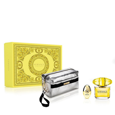 Set për trup Versace Yellow Diamond, Eau de Toilette 90 ml + Eau de Toilette 10 ml + çantë kozmetike