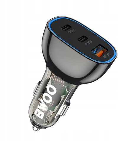 Karikues makine Bwoo BC-C096, 68W, 2x USB-C 1x USB, transparent