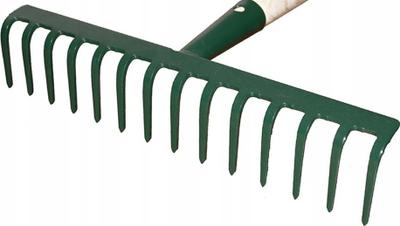 Greblë kopshti Kard Flat Bar, 12 dhëmbë, metal, jeshile