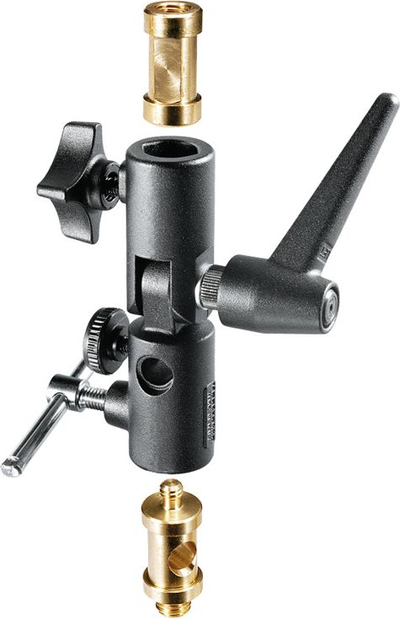 Адаптер за фотографска чадор Manfrotto 026 Lite-tite, ротациски, метален, црн