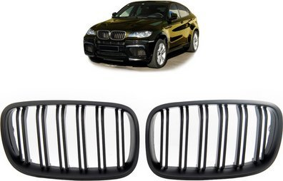 Grilë përpara BMW X6 E71 E72 X5 E70, Dual Line, 2007–2013, e zezë matte