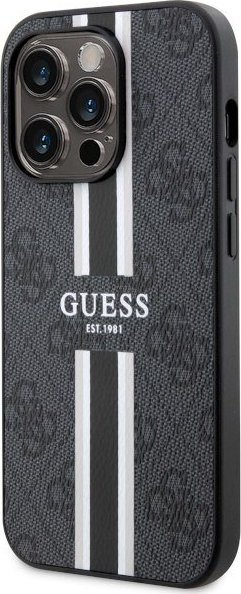 Kapak telefoni Guess 4G Printed Stripes MagSafe për iPhone 14 Pro, TPU PC, i zi