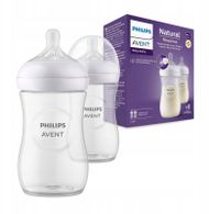 Biberon Philips Avent SCY903/02 Natural Response, 260 ml, 1M+, set 2 copë, transparent