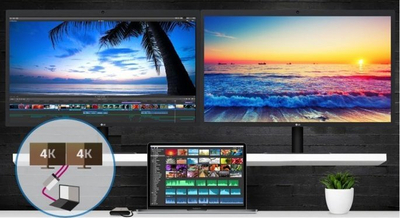 Përshtatës Sonnet Thunderbolt 3, me dy porta DisplayPort, 4K, gri