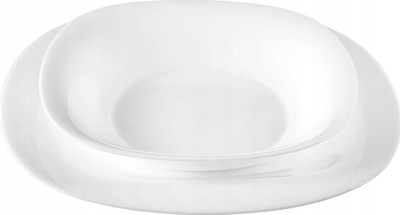 Servis tavoline opal glass Aladino, 18 copë, për 6 veta, i bardhë