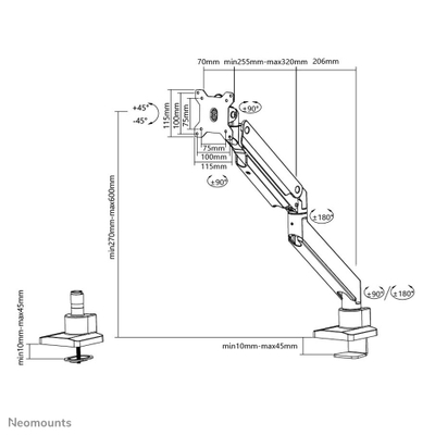 Mbajtëse tavoline për monitor Neomounts NM-D775BLACKPLUS, 10"-49", e zezë