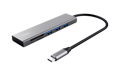 Hub me lexues karte Trust Halyx, 3 porta USB 3.2, gri