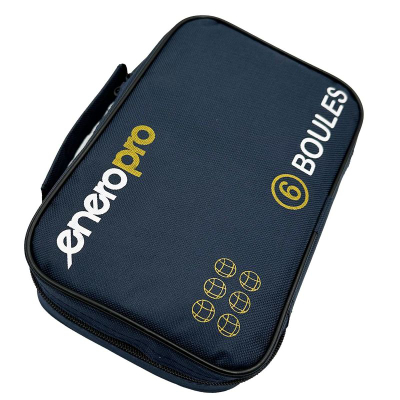 Set boules Enero Pro, 6 toptha çeliku, me çantë, ngjyrë e zezë