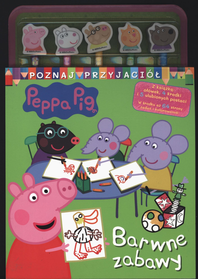 Книга со активности Peppa Pig Meet the Friends Part 1 Favorite Games, над 60 задачи, со цртежни аксесоари, шарена