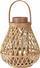 Fener dekorativ Rattan Glass Lantern, 25x30cm, për qiri, dru natyral