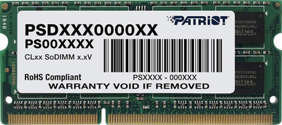 Memorie RAM laptop Patriot Signature PSD34G16002S, 4GB DDR3, 1600MHz, SODIMM