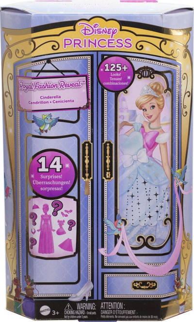 Kukull Disney Princess Cinderella, 32.5 cm, me fustan mbretëror dhe aksesorë, shumëngjyrëshe