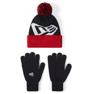 Set kapelë dhe doreza New Era Youth, me pompon, 100% akrilik, blu navy