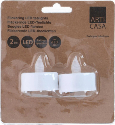 Qirinj LED dekorativ Arti Casa Tea Light, set me 2 copë, Ø3.7 cm, ngjyrë e bardhë