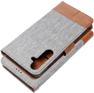 Kllëf telefoni Jeans Book Holster për Xiaomi Redmi Note 14 Pro 4G, me xhepa për karta, magnetik, gri