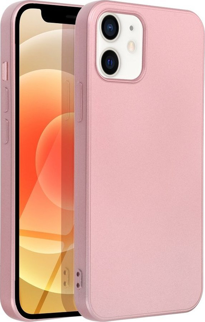 Mbulesë telefoni Rowy për iPhone 12 / 12 Pro, pamje metalike, rozë