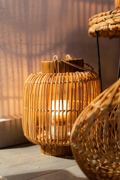 Fener dekorativ Atmosphera Ali Rattan, 30cm, ratan, bezhë