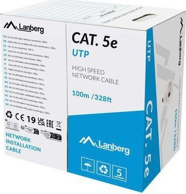 Kabllo interneti Lanberg LCU5-11CU-0100-S, UTP Cat 5e, 100m, gri
