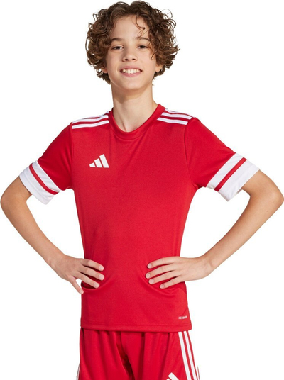 Bluzë sportive adidas Squadra 25 Jr JJ0051, për kalamaj, poliester i riciklum, e bardhë
