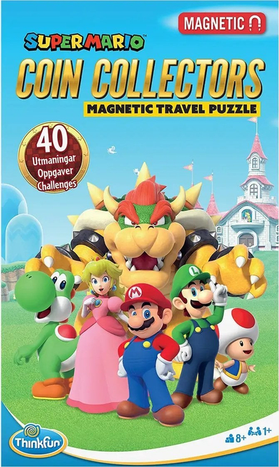 Loja tavoline Ravensburger Super Mario Coin Collectors, puzzle magnetik udhëtimi, 40 sfida, shumëngjyrëshe