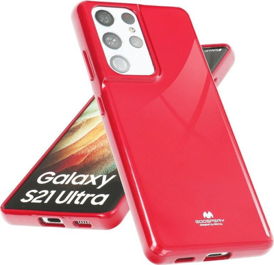 Mbrojtëse telefoni Mercury Jelly për Samsung Galaxy S22 Ultra, TPU fleksibël, me shkëlqim, rozë