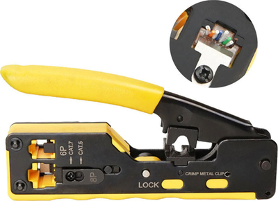 Pincë crimpimi Klset E6059, ergonomike, për terminale elektrikë, e zezë