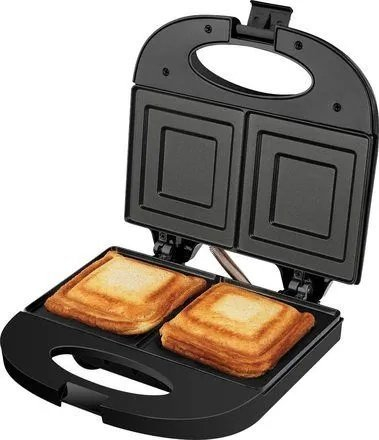 Toaster sanduiçesh ECG S 3172, 750W, me pllaka mos-ngjitëse, i zi me inox