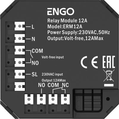 Modul rele Engo ERM12A, 230V, 12A, i bardhë