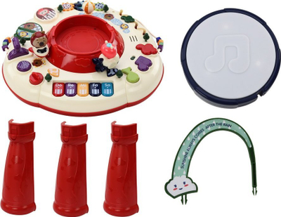 Tavolinë loje edukative Leantoys Little Piano, interaktive, me drita edhe tinguj, e kuqe