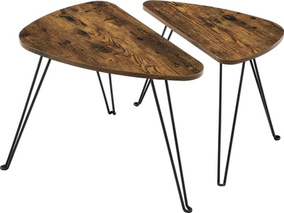 Set tavolina kafe Loft Two-piece, 2 pjesë, stil rustik, kafe