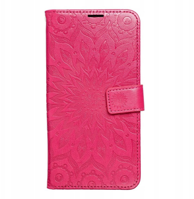 Футрола портфељ Mezzo Book Mandala Raspberry за Samsung Galaxy S25 Plus, со џебови за картички, со магнетно затворање, црвена