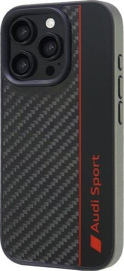 Kapak telefoni Audi Carbon Fiber Sports, për iPhone 16 Pro 6.3", hardcase, i zi i kuq