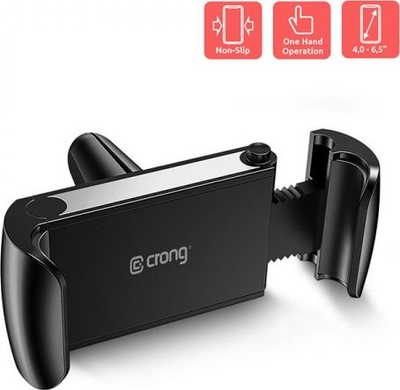 Mbajtëse telefoni për makinë Crong Clamp Universal Smart CRG-CH2-BLK, 4\"–6.5\", e zezë