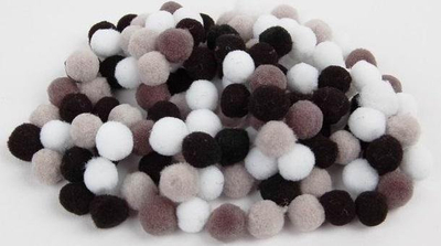 Pompone akrilike Fandy, 10mm, paketë 120 copë, gri dhe të zeza