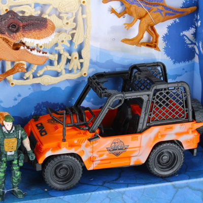 Set lodrash dinozaur MEGA CREATIVE 502642, figurina ushtarësh, makinë terreni, shumëngjyrësh