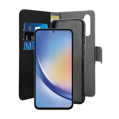 Këllëf-portofol Puro për Samsung Galaxy A35, 2 në 1 me magnet, i zi