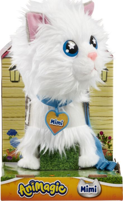 Lodër me xhinx dhe gjallëri AniMagic Goliath Kitten Mimi, kotele që ecën e mjaullin, me zinxhir blu
